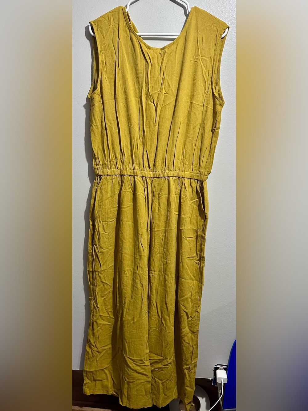Sleeveless Mustard Yellow Jumpsuit Elastic Waist Size 2XL (1467)